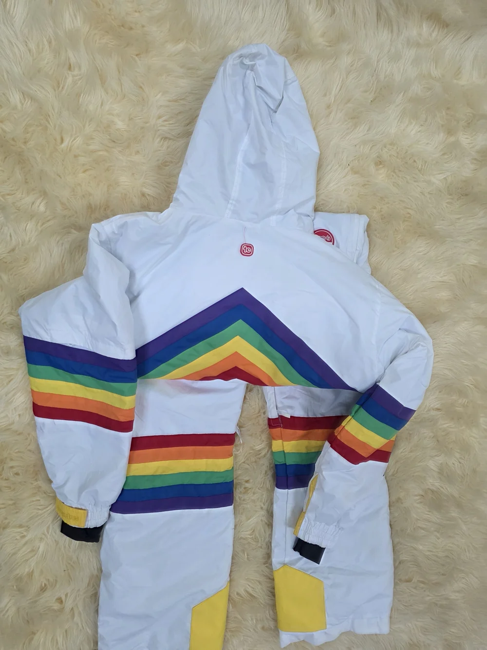 Men's Size Medium Tipsy Elves Ski Snowboard Rainbow One-Piece Snowsuit Onesie